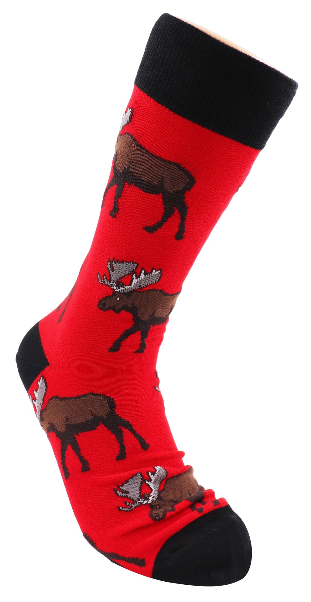 SoXcellent - Moose Unisex Fun Crew Novelty Funny Socks - M