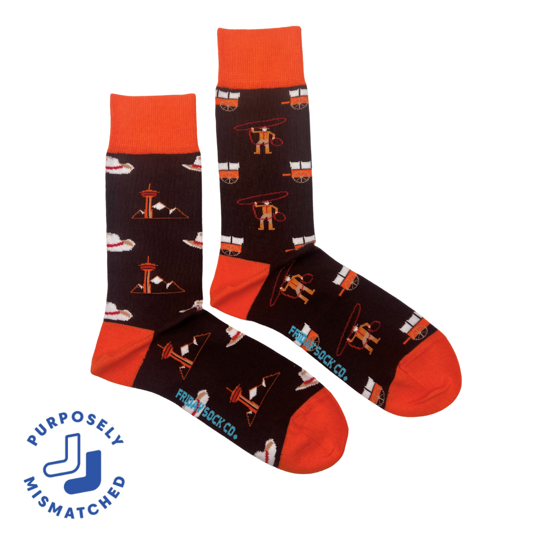 Friday Sock Co. - Men's Retro Rodeo Mid-Calf Socks - Western Fun Pattern