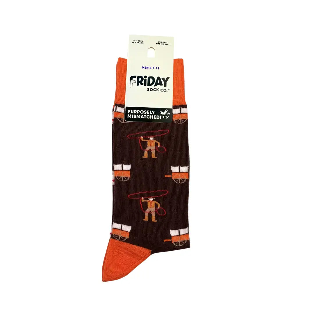 Friday Sock Co. - Men's Retro Rodeo Mid-Calf Socks - Western Fun Pattern