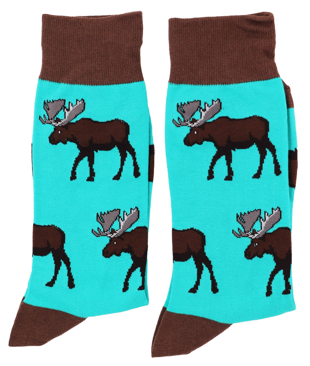 SoXcellent - Moose Unisex Fun Crew Novelty Funny Socks - M
