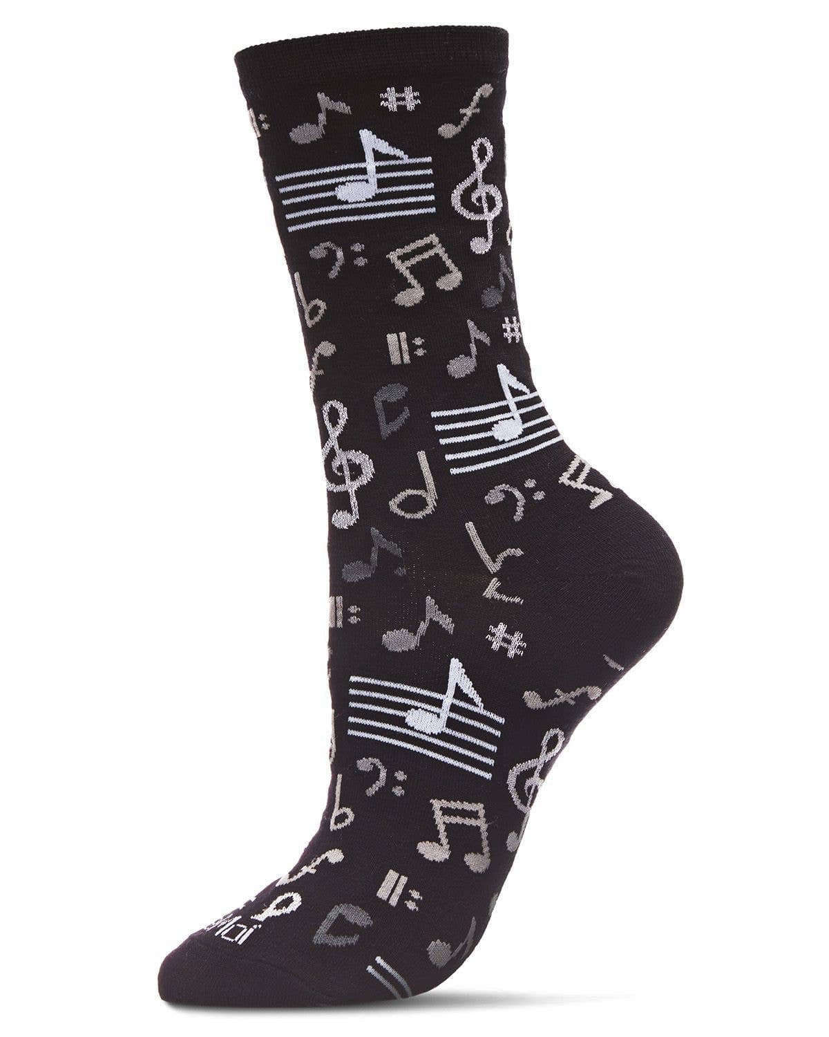 Memoi - Women's - Musical Notes Bamboo Crew Sock