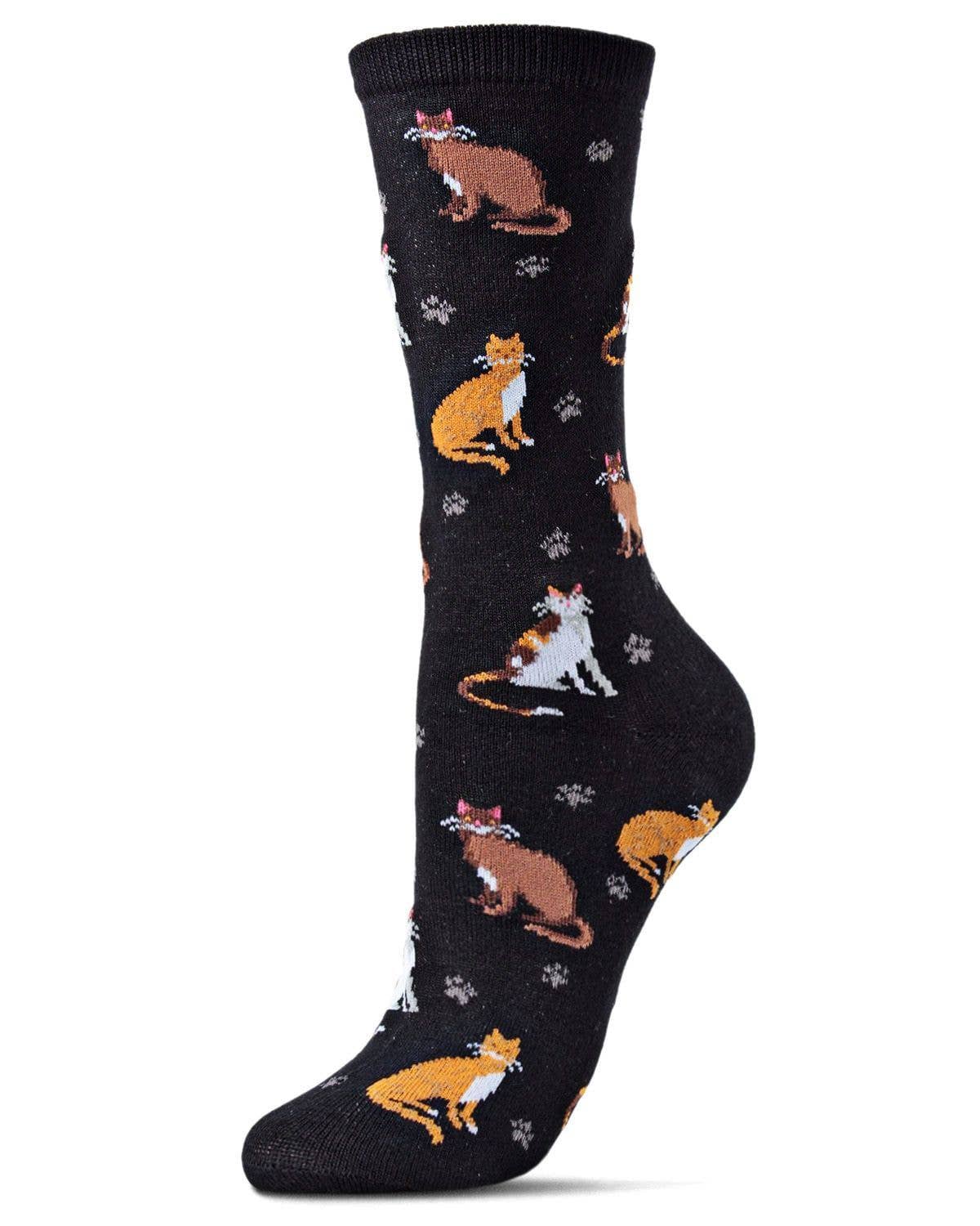 MeMoi - Women's - Cats & Friend Bamboo Crew Socks