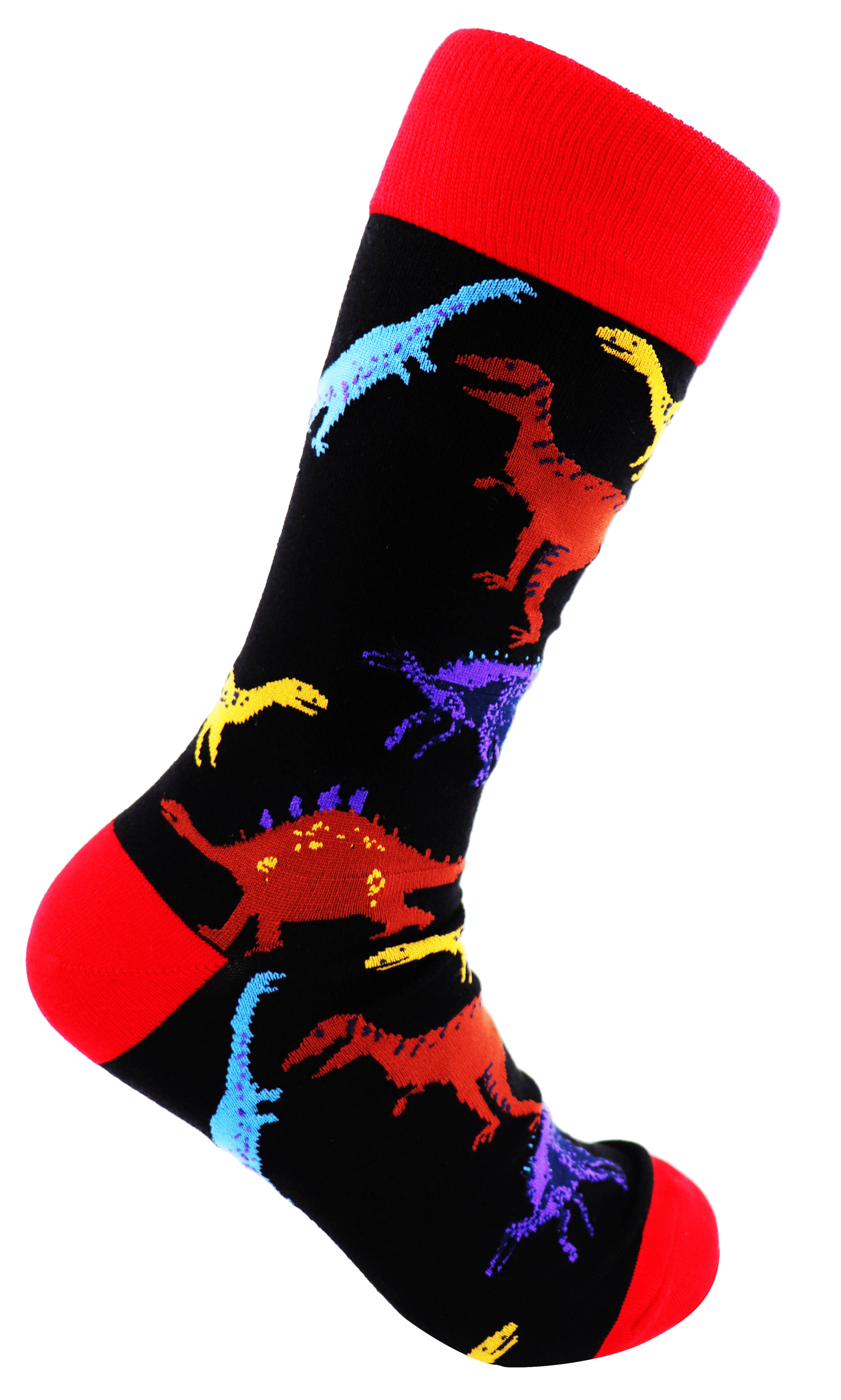SoXcellent - Dinosaur Animal Unisex Casual Pattern Funny Socks - Red Black