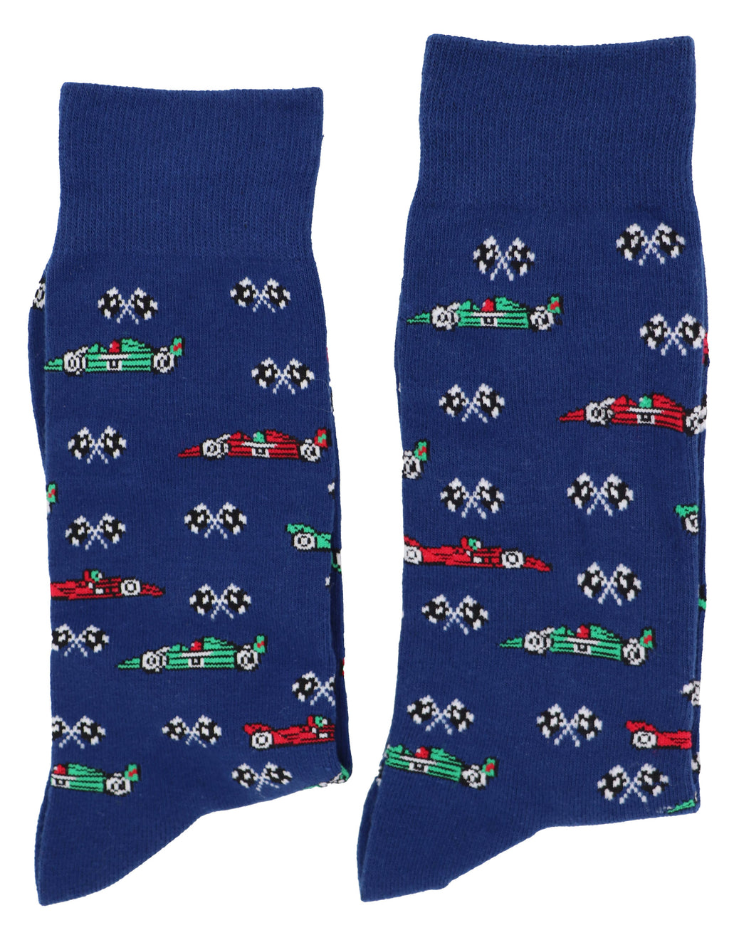 SoXcellent - Racing Cars Flags Unisex Fun Crew Novelty Funny Socks - M
