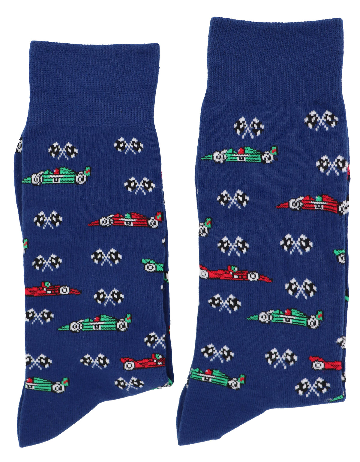 SoXcellent - Racing Cars Flags Unisex Fun Crew Novelty Funny Socks - M