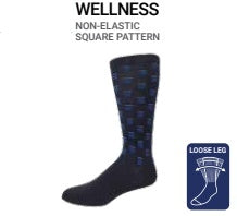 KEY - Diabetic Wellness - Men's - Non-Elastic - Square Pattern Socks