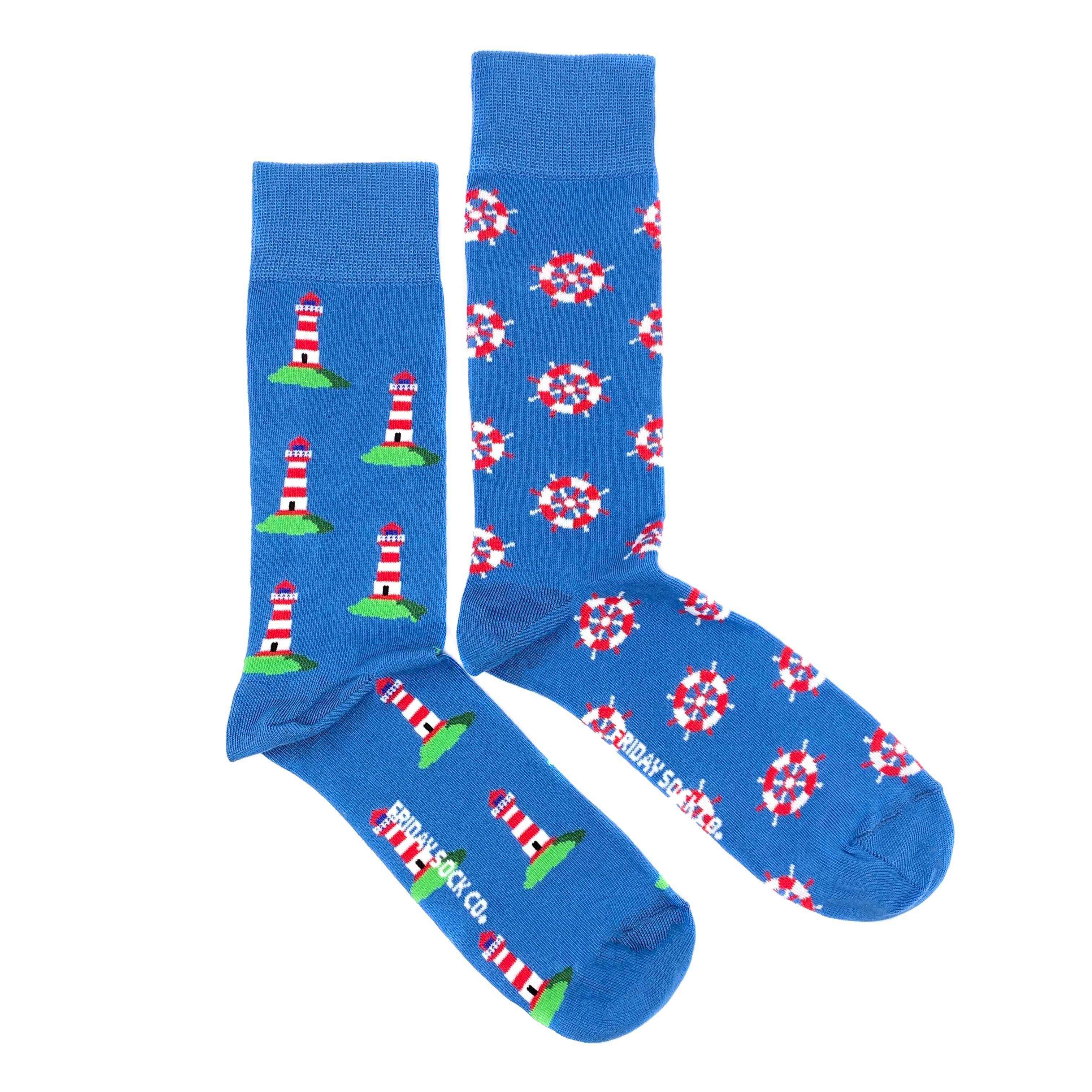 Friday Sock - Men’s - Socks | Lighthouse and Ship Wheel | Eco Friendly