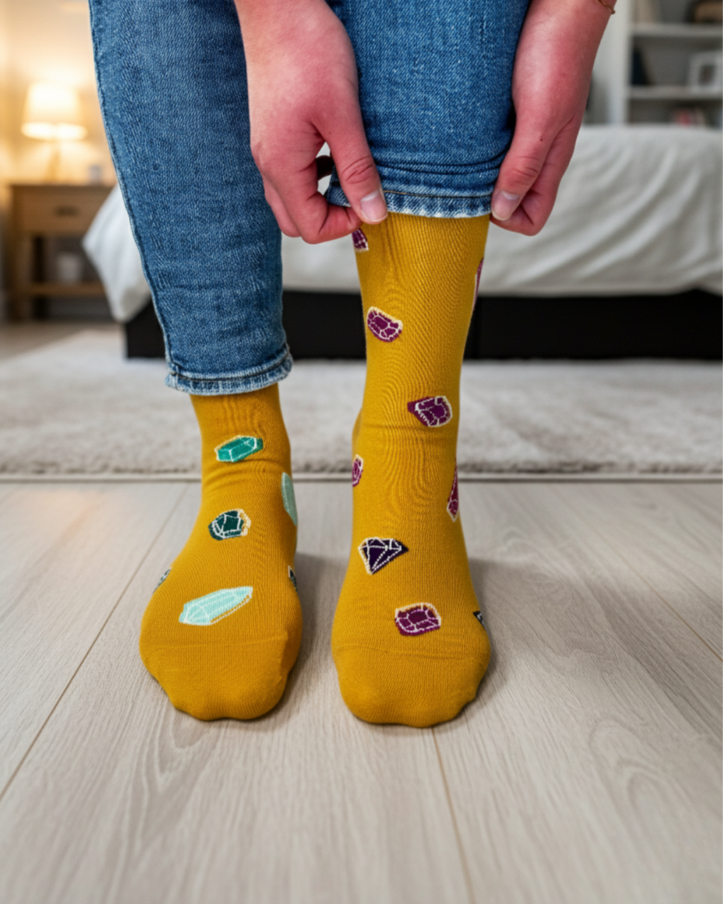 Friday Sock Co. - Women's Scatter Gemstone Crew  Socks - Colorful Gift for Mom