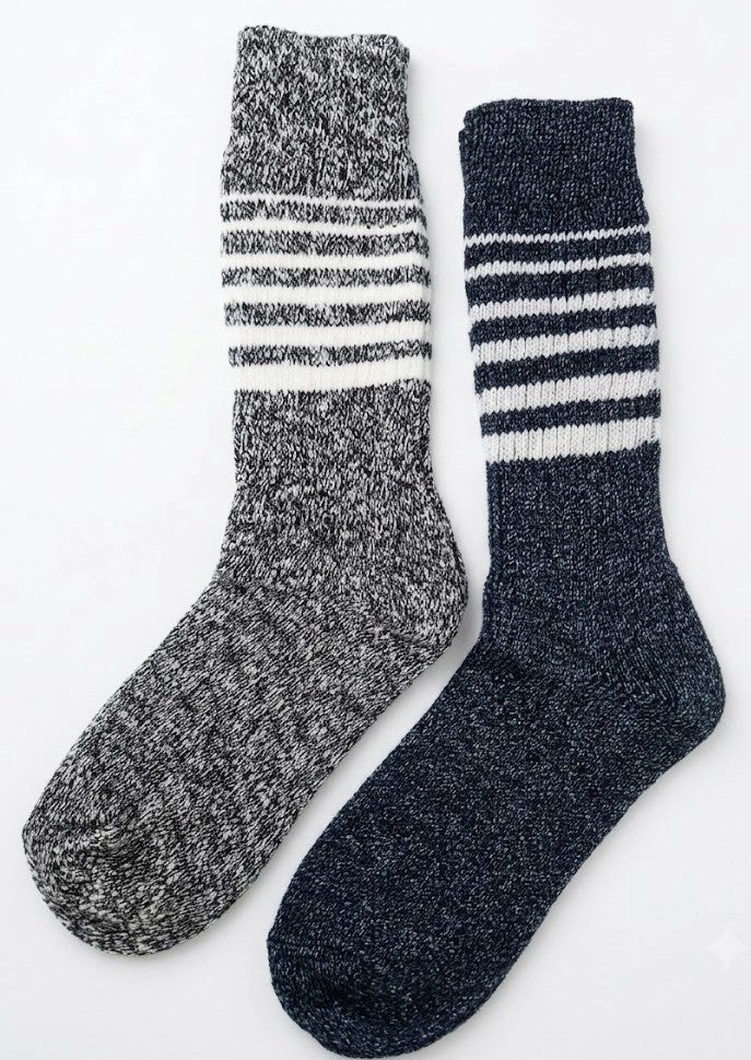 POINT ZERO - Women's - STRIP ON KNIT MARLED Crew Socks