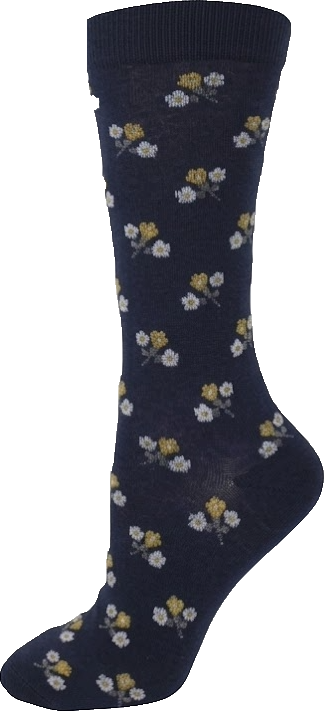 KEY - Diabetic Wellness - Women's - non-Elastic - Bamboo - Crew Socks - Mini Flower