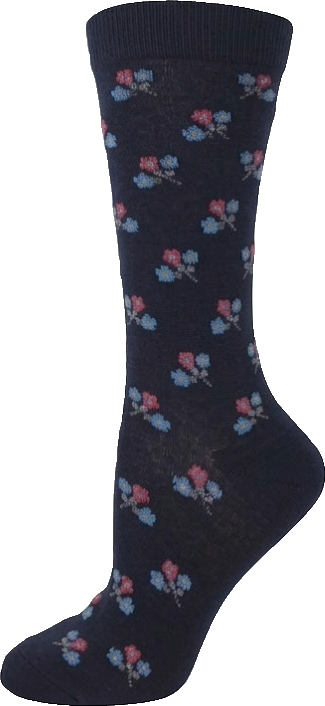 KEY - Diabetic Wellness - Women's - non-Elastic - Bamboo - Crew Socks - Mini Flower