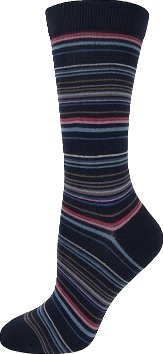 KEY - Diabetic Wellness - Women's - non-Elastic - Bamboo - Crew Socks - Stripes