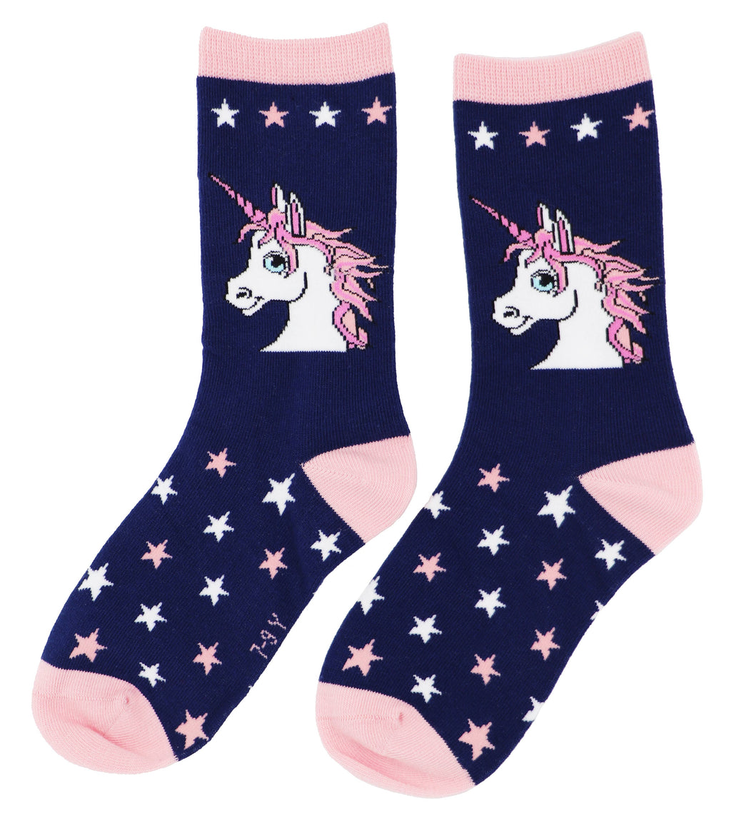 SoXcellent - Kids - Girl Dark Blue Unicorn Novelty Socks