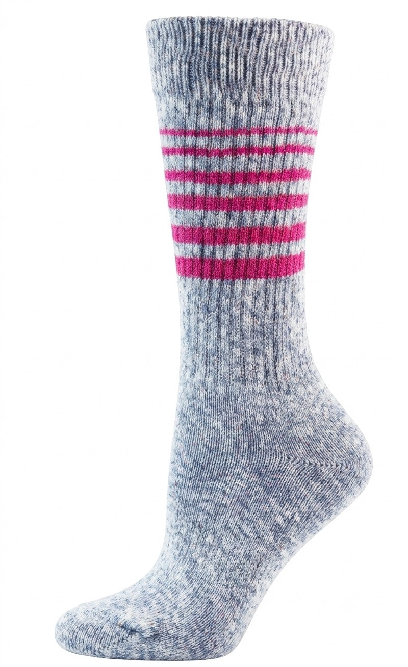 POINT ZERO - Women's - STRIPE ON SLUB Crew Socks
