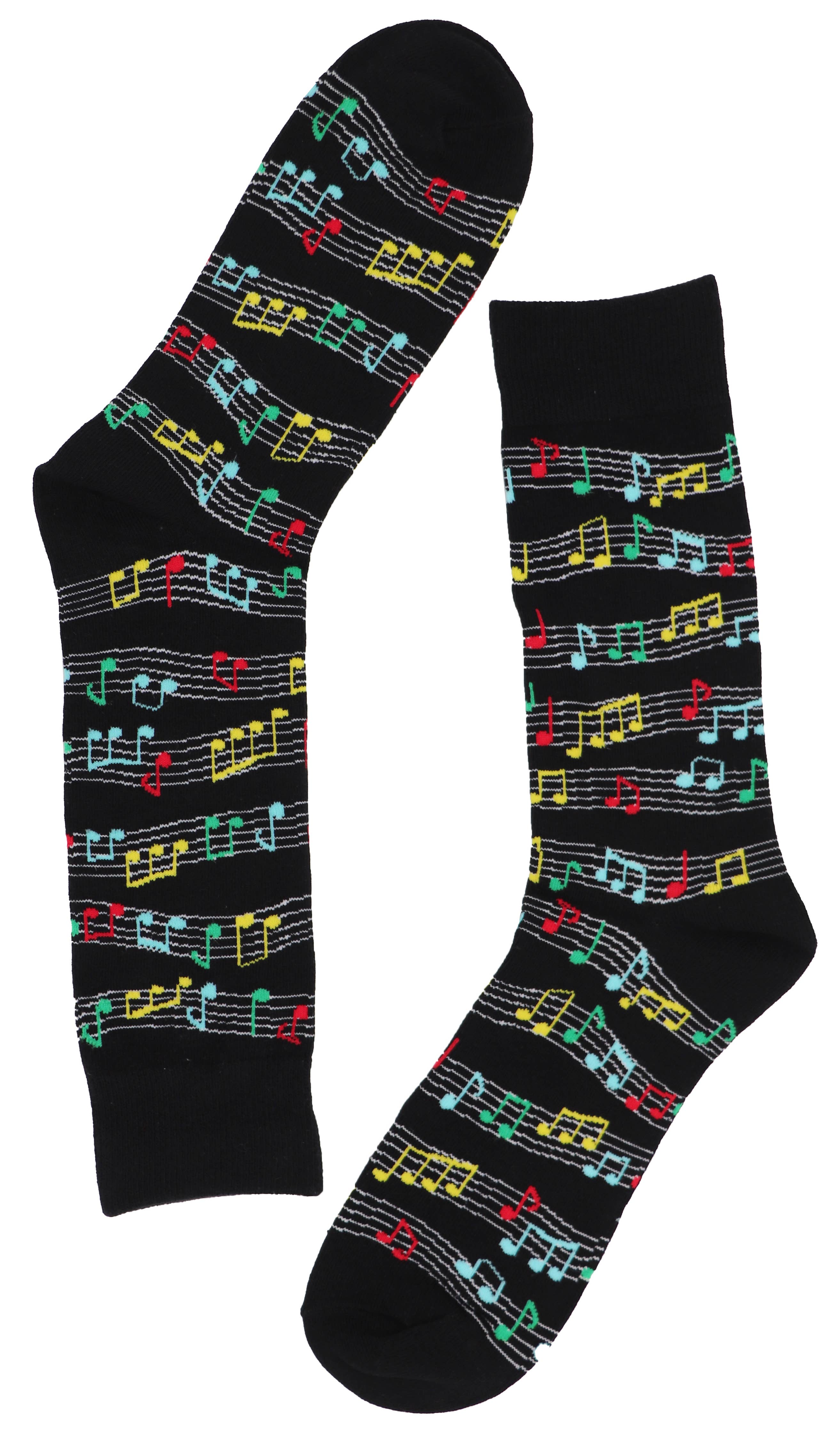 SoXcellent - Music Note Wave Black Unisex Crew Novelty Funny Socks