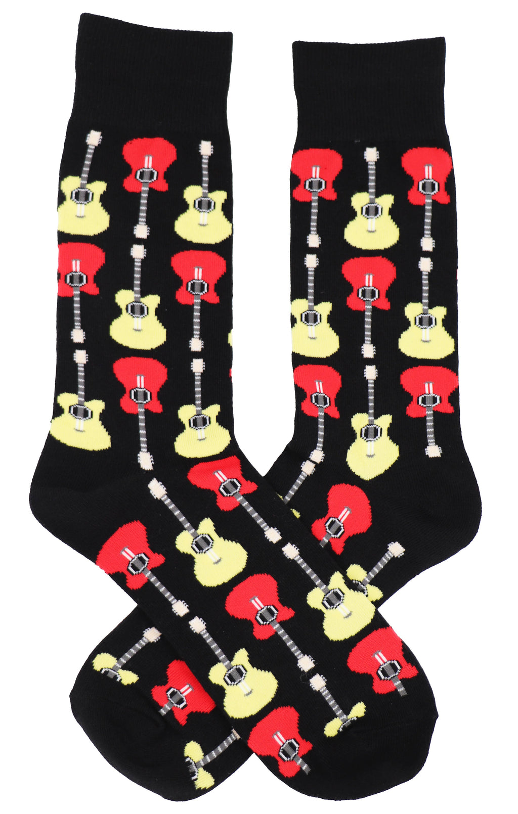 SoXcellent - Guitar Music Black Unisex Crew Novelty Socks (7-12) - M