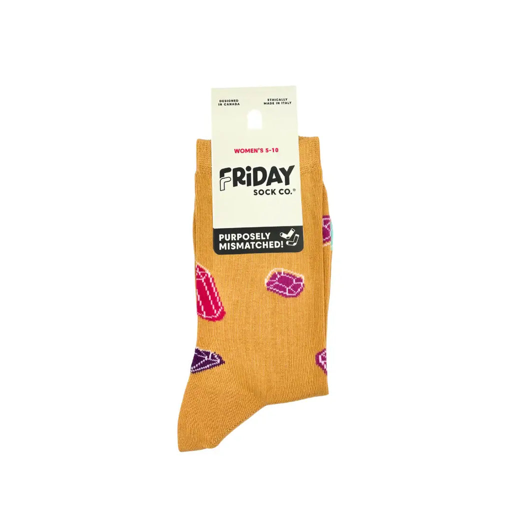 Friday Sock Co. - Women's Scatter Gemstone Crew  Socks - Colorful Gift for Mom