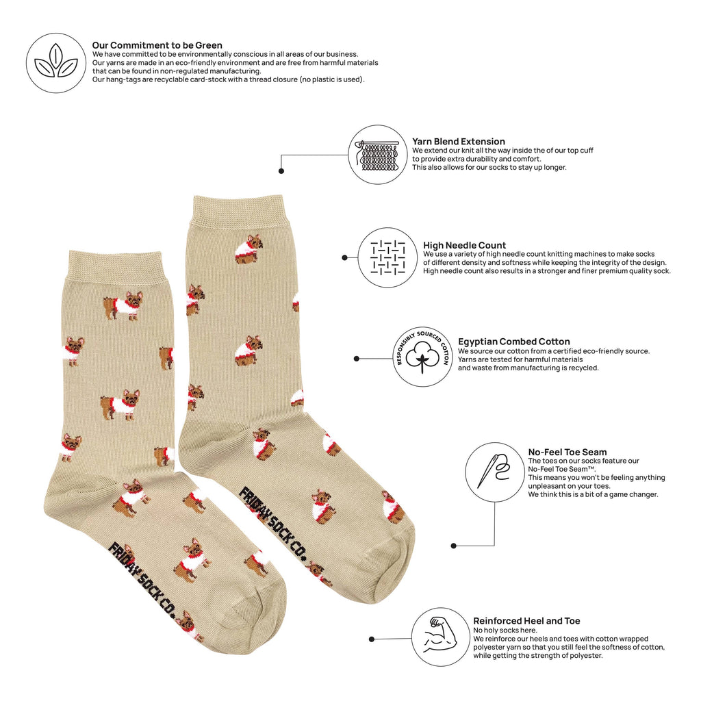 Friday Sock Co. - Women's French Bulldog Crew  Socks - Combed Cotton