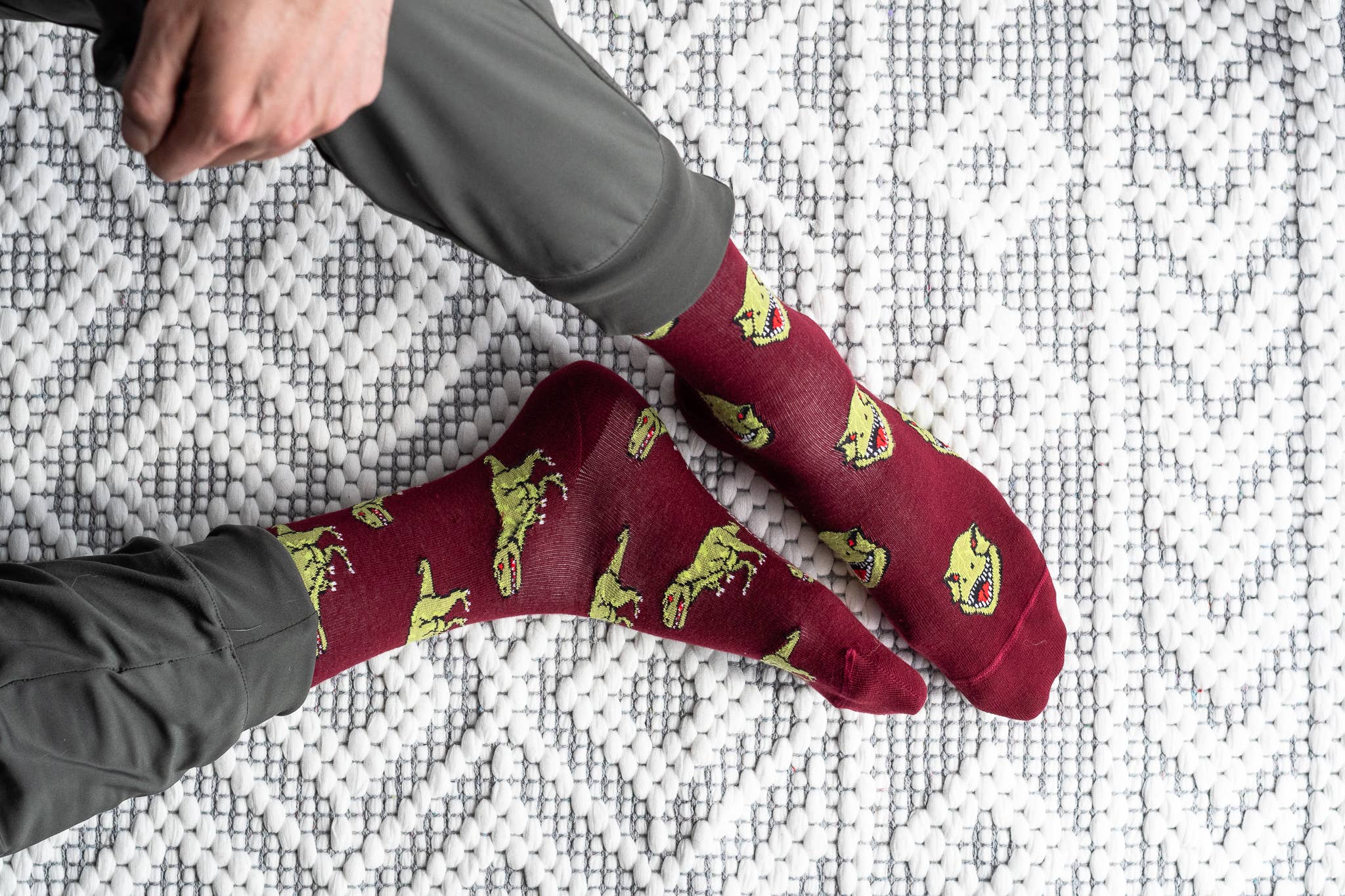 Friday Sock Co. - Men's Dino Face & Side Mid-Calf Socks - Fun Gift for Him
