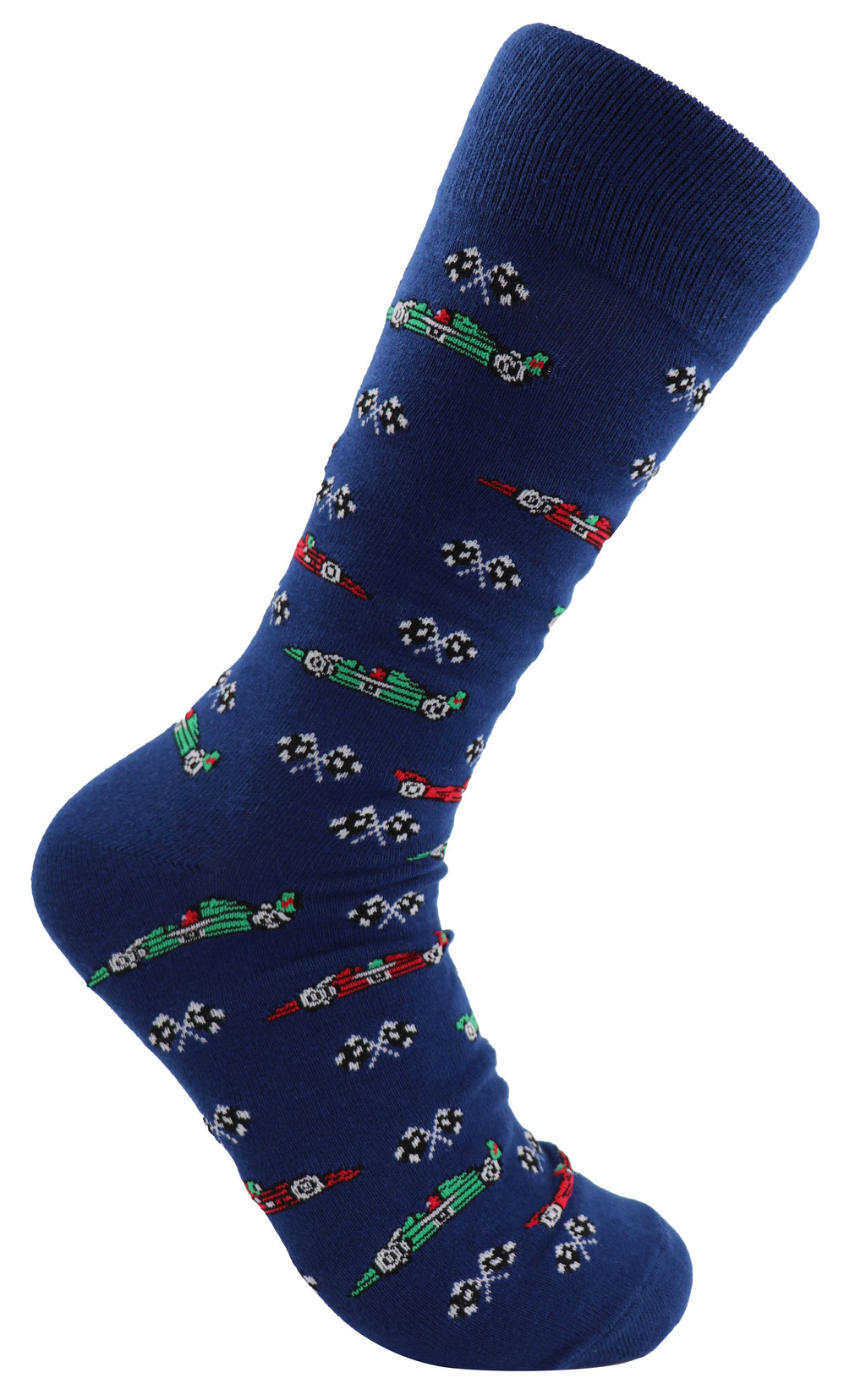 SoXcellent - Racing Cars Flags Unisex Fun Crew Novelty Funny Socks - M