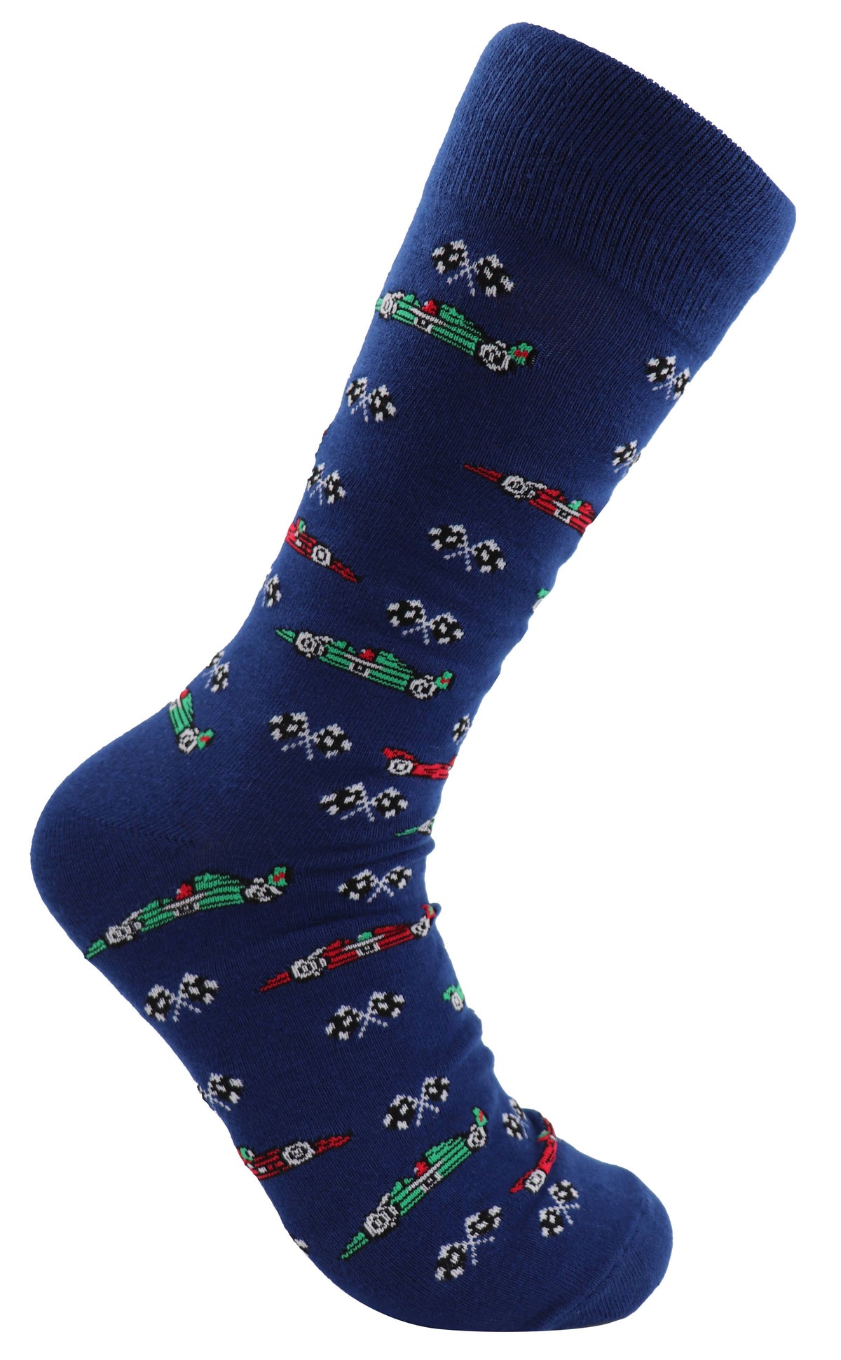SoXcellent - Racing Cars Flags Unisex Fun Crew Novelty Funny Socks - M