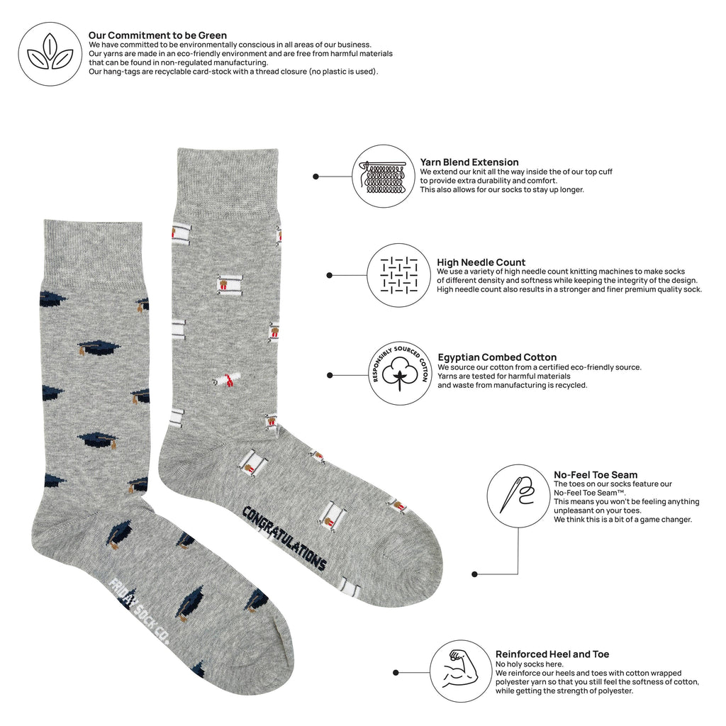 Friday Sock Co. - Men's Graduation Mid-Calf Socks - Unique Gift for Him