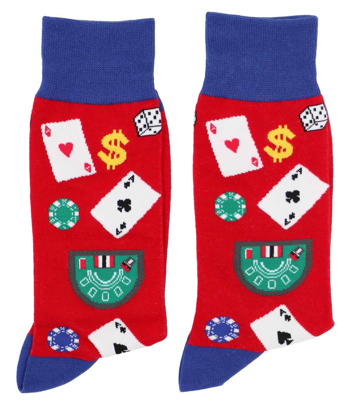 SoXcellent - Casino Play Card Dollar Dice Unisex Novelty Socks - M