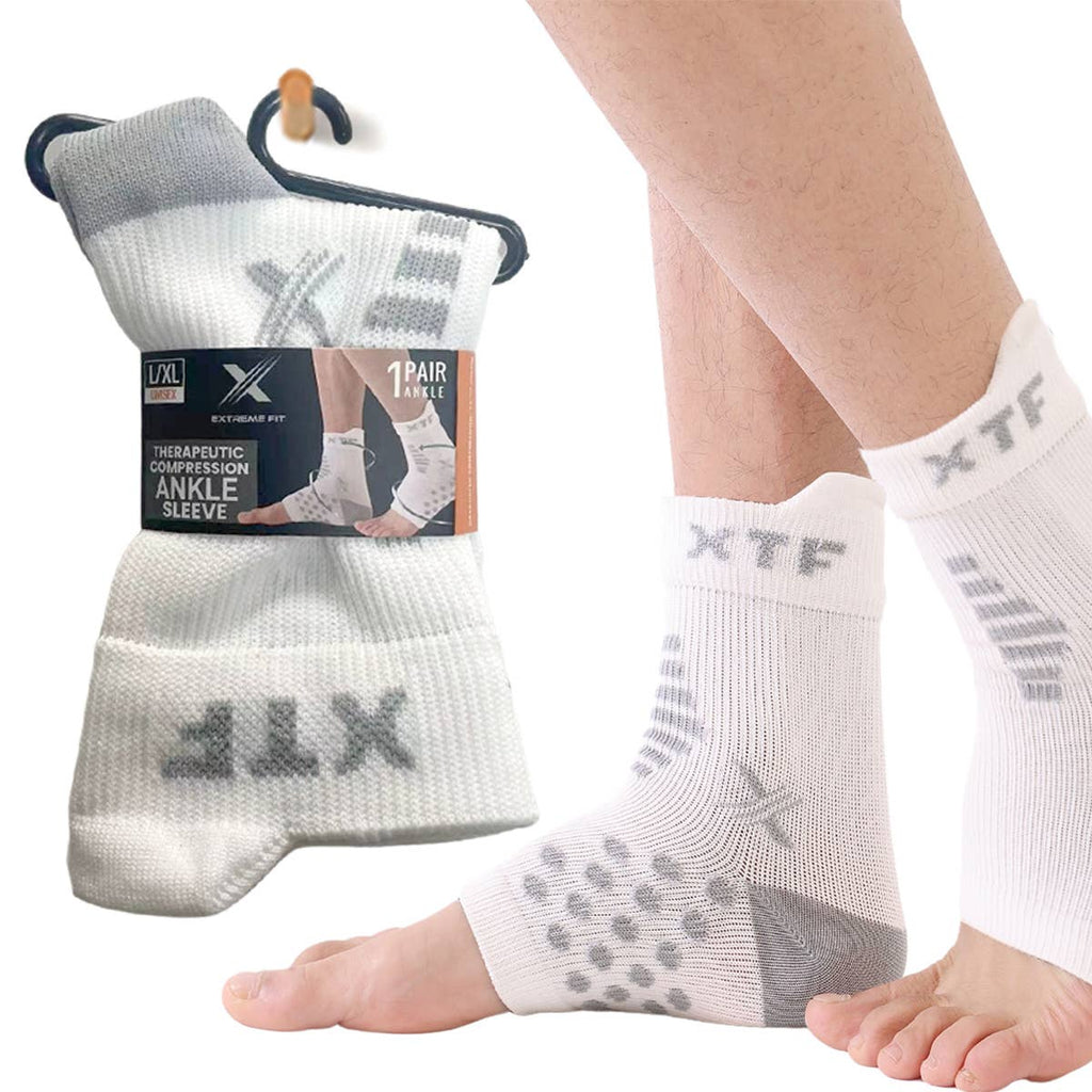 Extreme Fit - MEN'S - THERAPEUTIC COMPRESSION ANKLE SLEEVES - WHITE