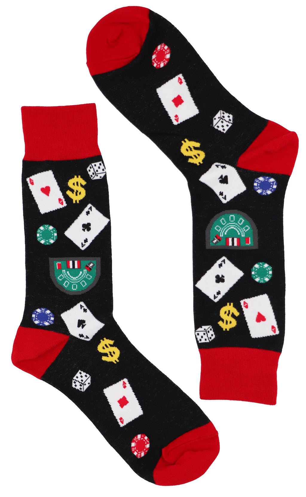 SoXcellent - Casino Play Card Dollar Dice Unisex Novelty Socks - M