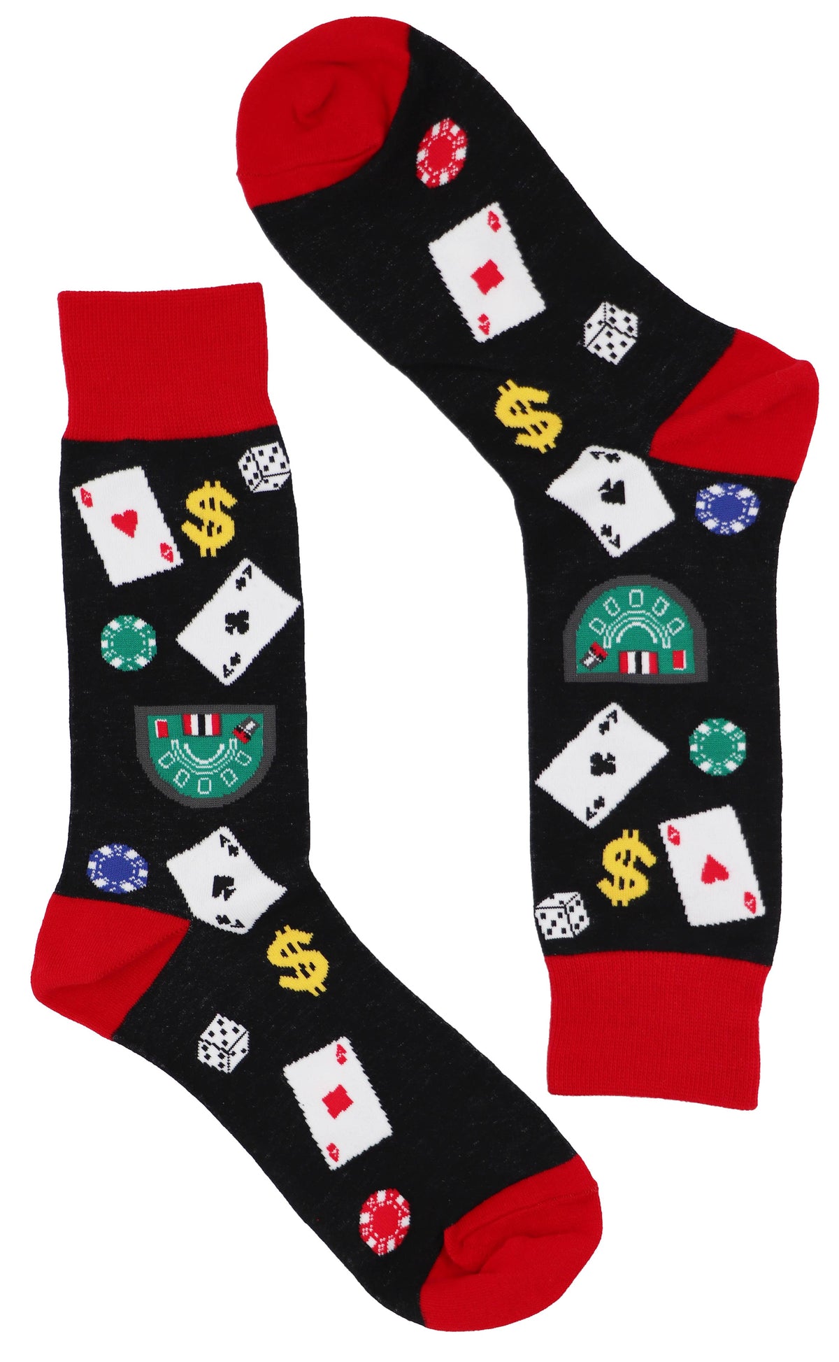 SoXcellent - Casino Play Card Dollar Dice Unisex Novelty Socks - M