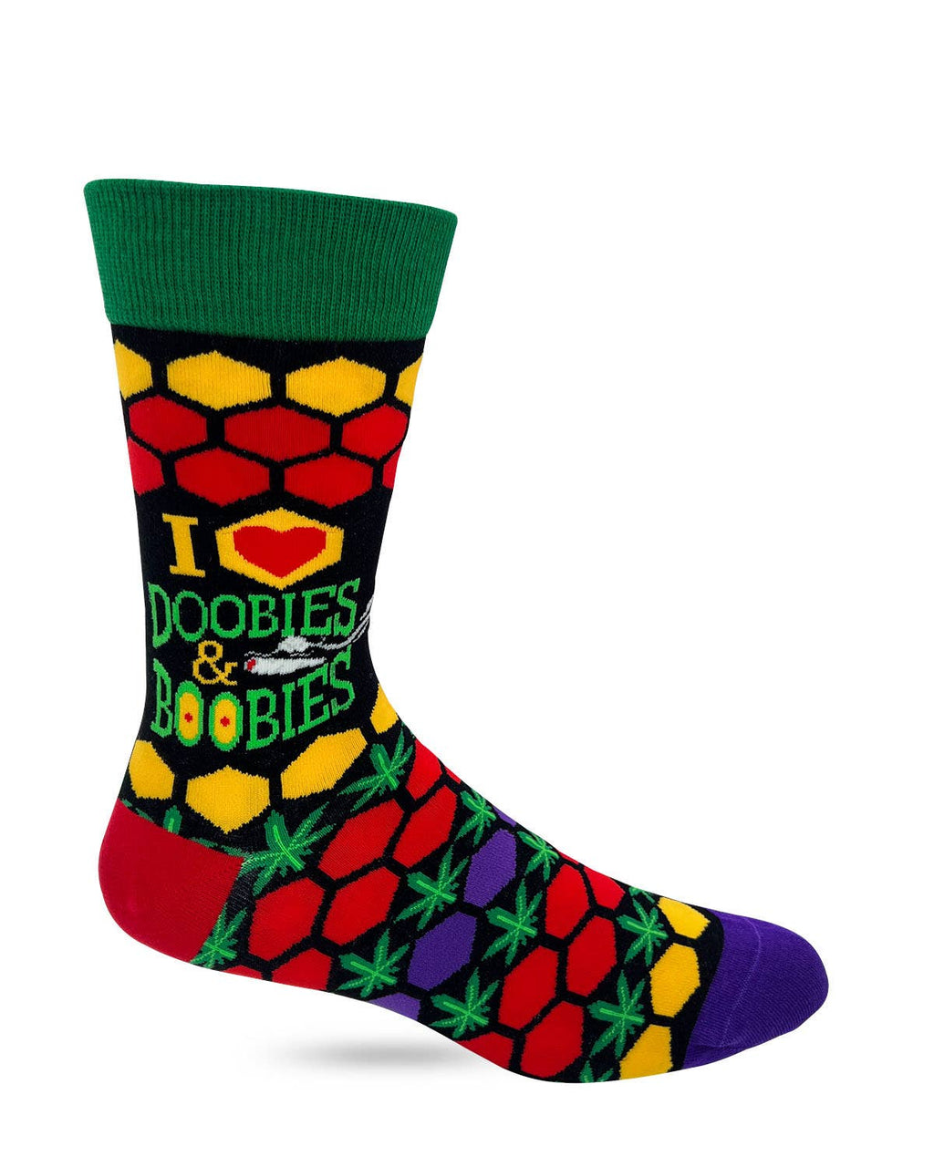 Fabdaz - I Heart Doobies & Boobies Men's Novelty Crew Socks