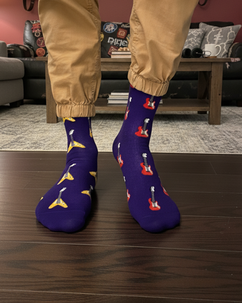 Friday Sock Co. - Men's Electric Guitar  Mid-Calf Socks - Father's Day, Music