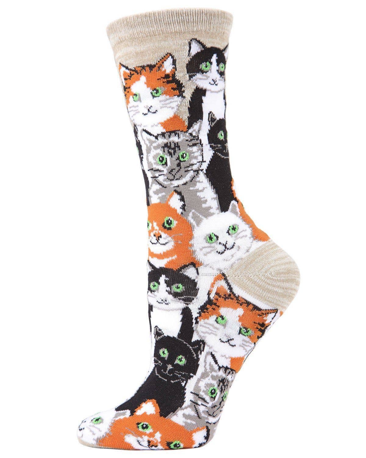 MeMoi - Women's - Multi Cat Bamboo Blend Crew Socks