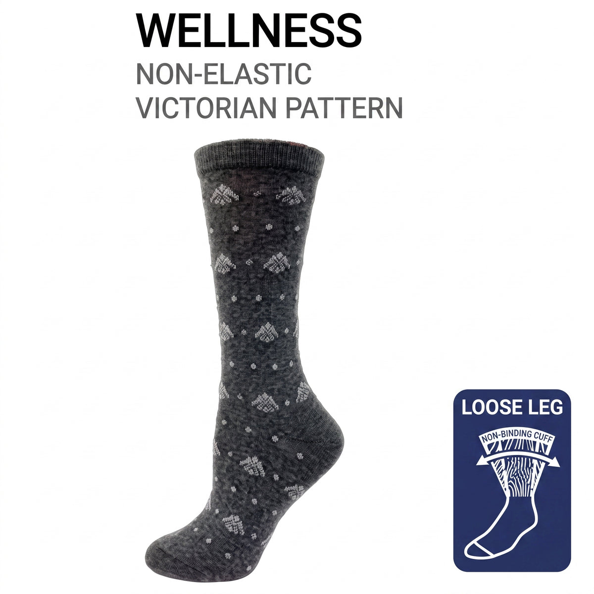 KEY - Diabetic Wellness - Women's - non-Elastic - VICTORIAN PATTERN