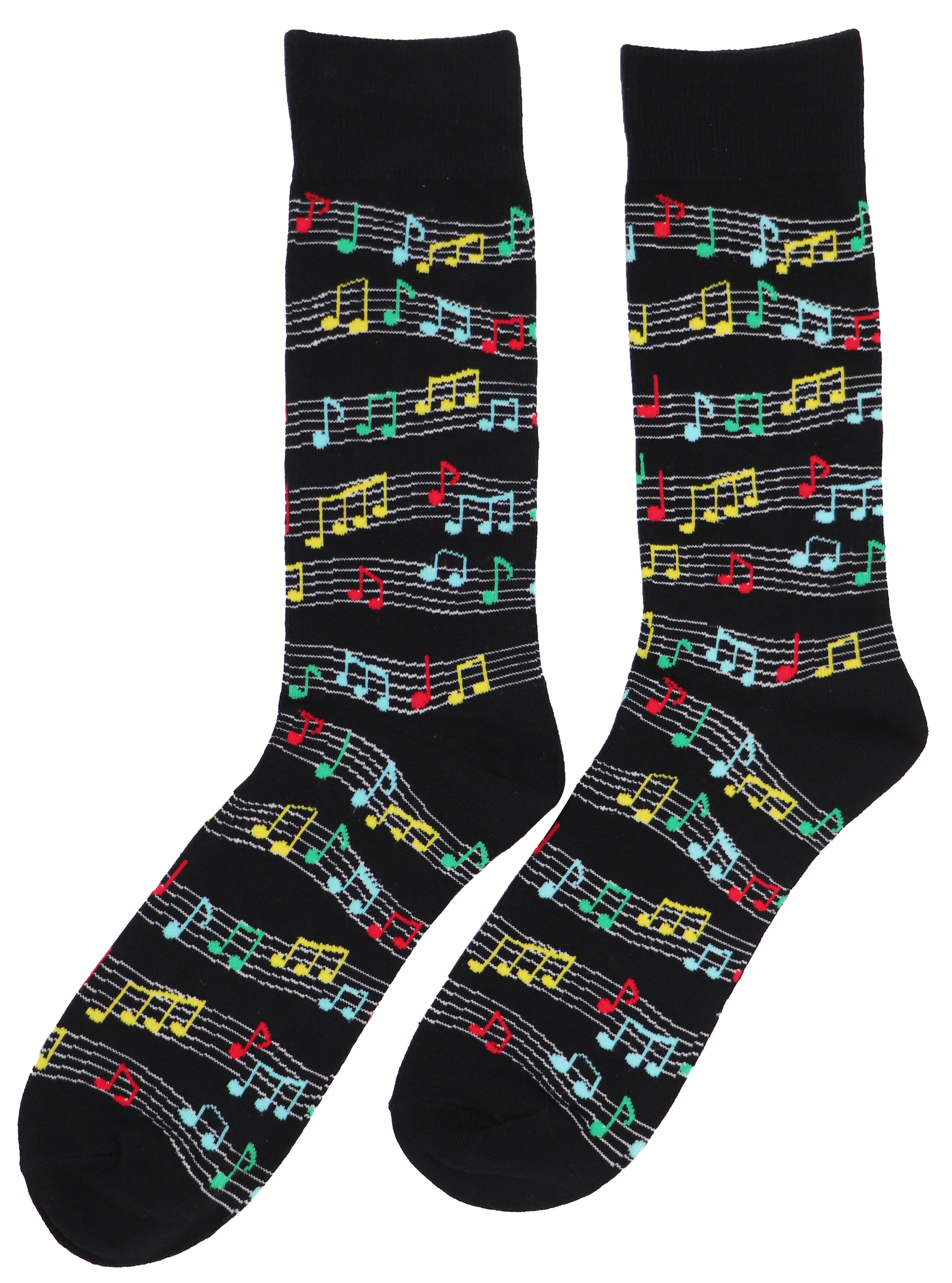 SoXcellent - Music Note Wave Black Unisex Crew Novelty Funny Socks