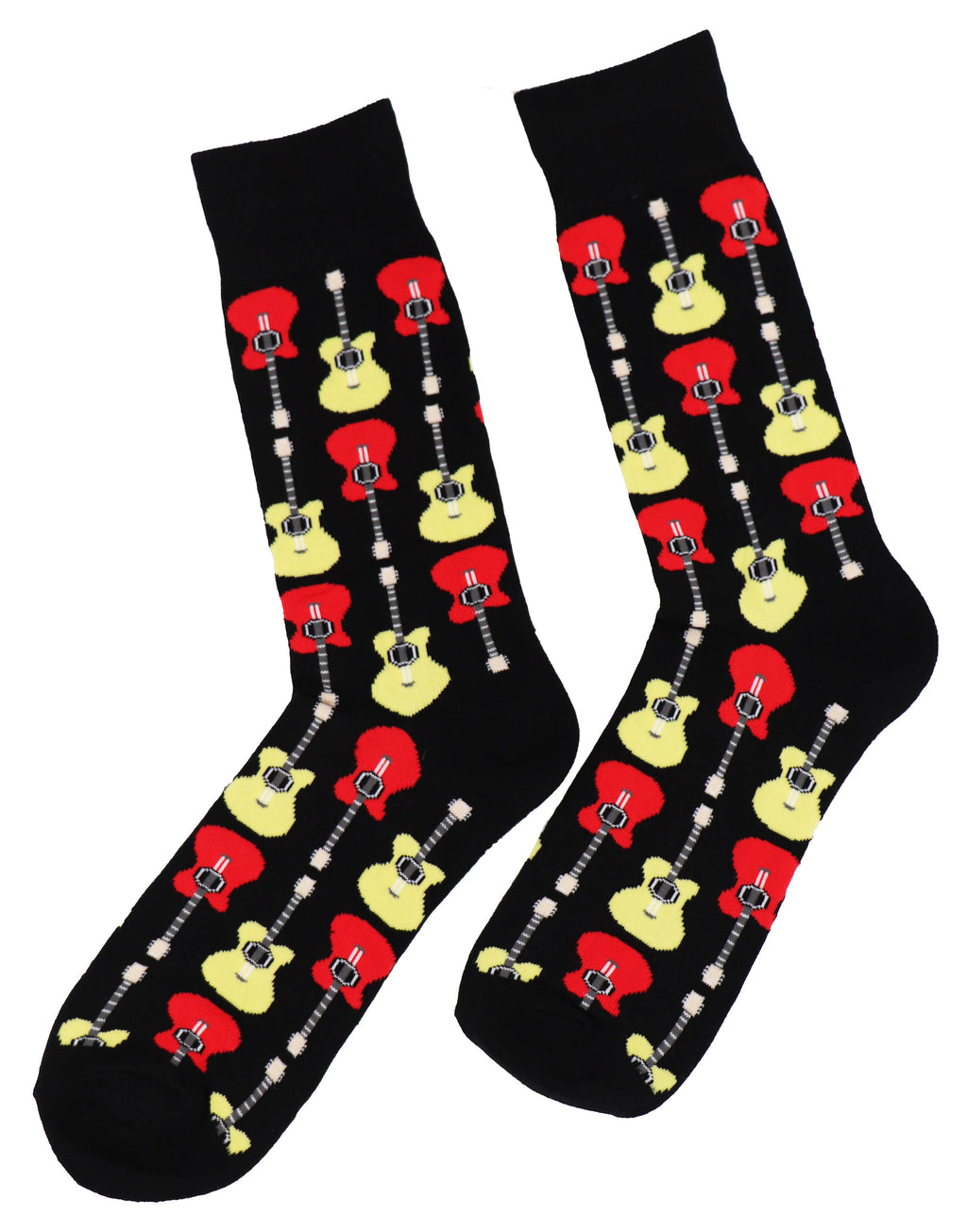 SoXcellent - Guitar Music Black Unisex Crew Novelty Socks (7-12) - M