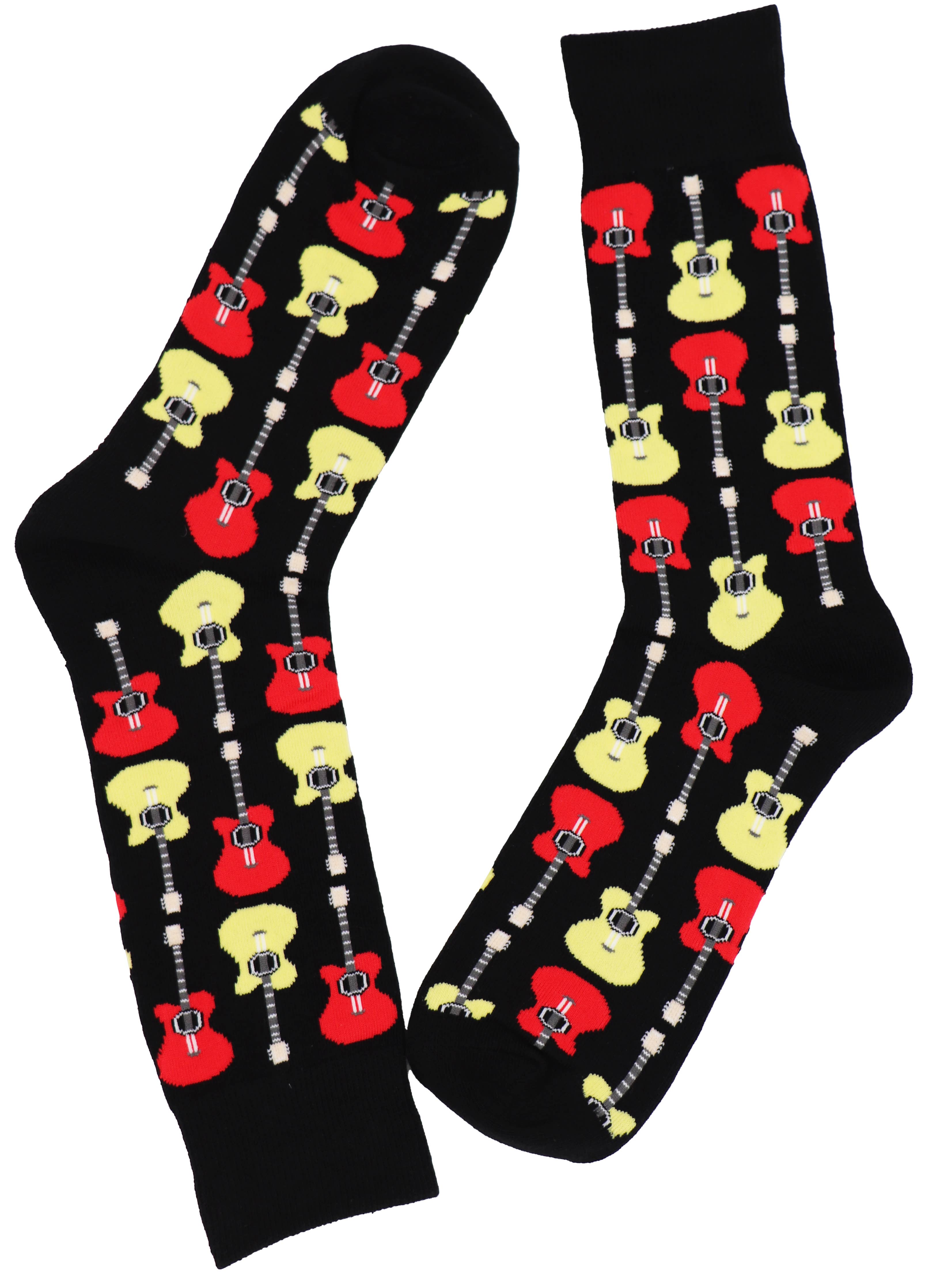 SoXcellent - Guitar Music Black Unisex Crew Novelty Socks (7-12) - M
