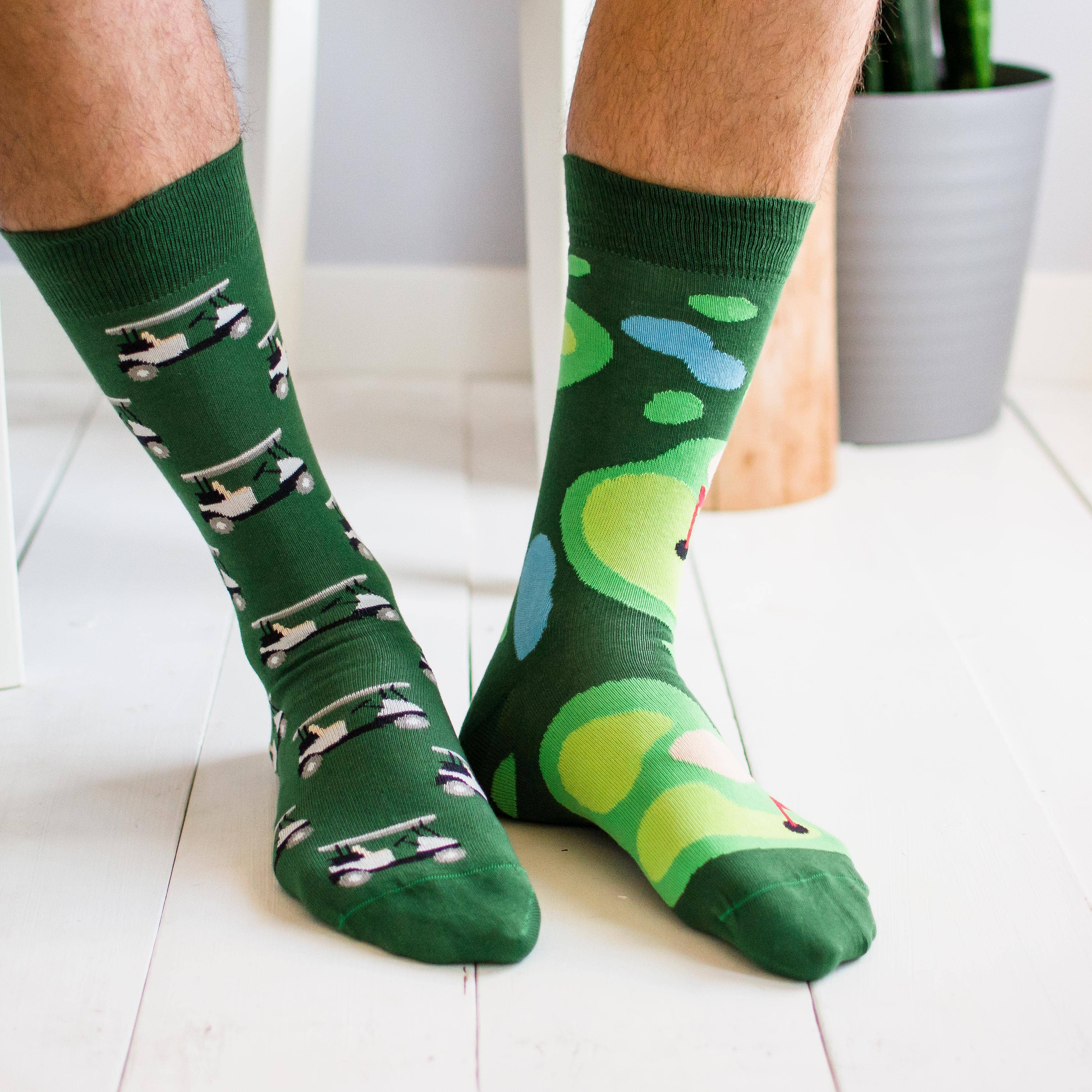 Friday Sock Co. - Men's Golf & Golf Cart Mid-Calf Socks - Unique Sports Design