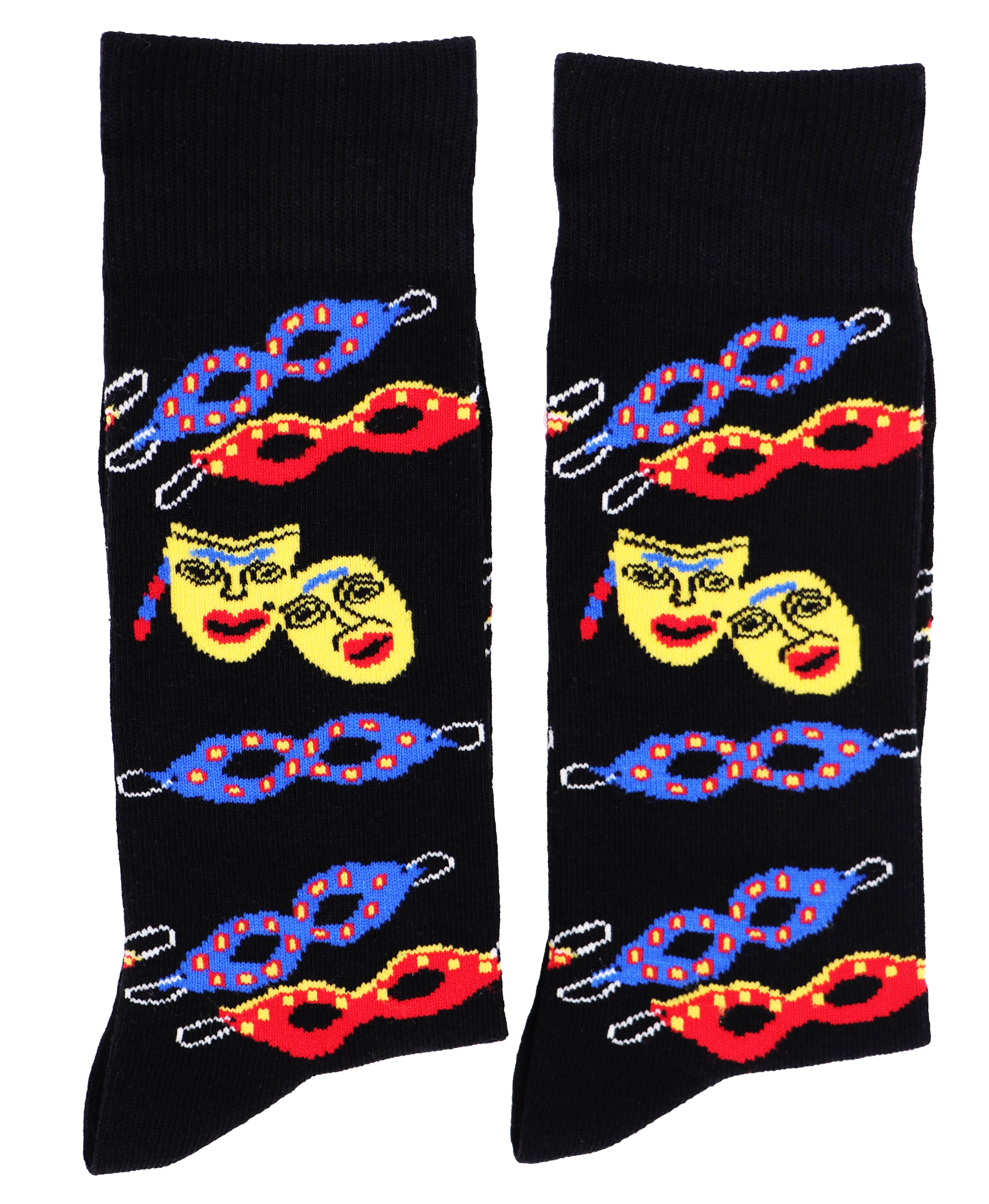 SoXcellent - Theatre Masks Unisex Crew Novelty Funny Socks