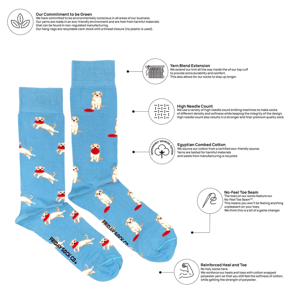 Friday Sock Co. - Men's Dog & Frisbee Mid-Calf Socks