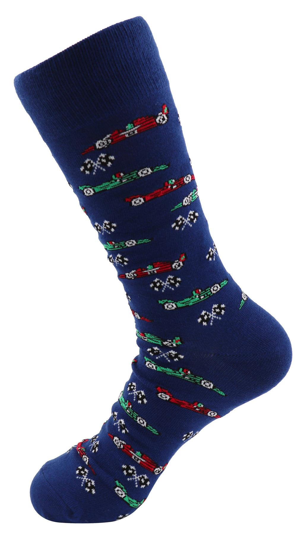 SoXcellent - Racing Cars Flags Unisex Fun Crew Novelty Funny Socks - M