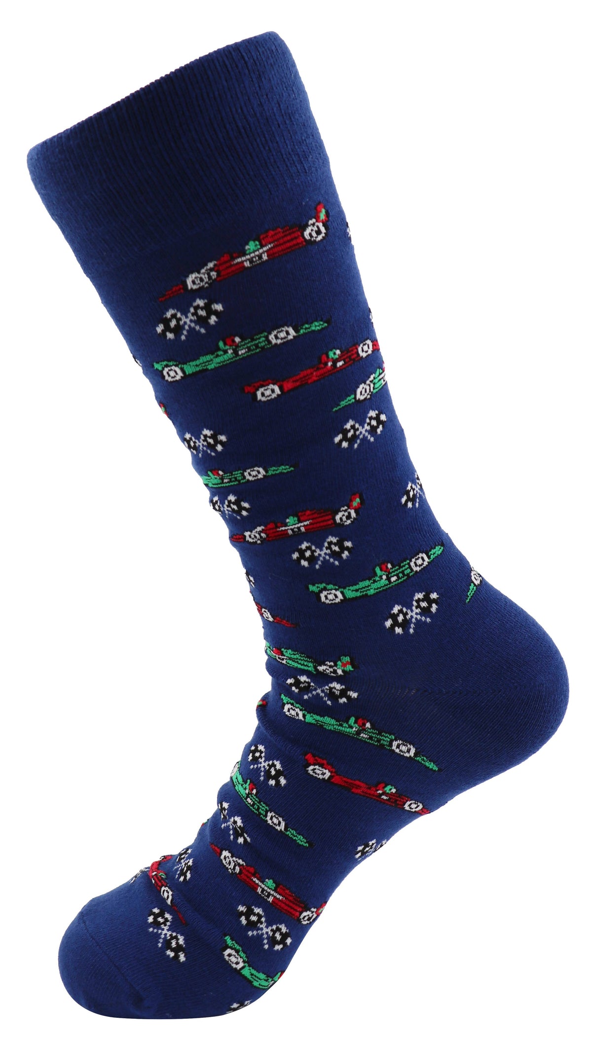 SoXcellent - Racing Cars Flags Unisex Fun Crew Novelty Funny Socks - M
