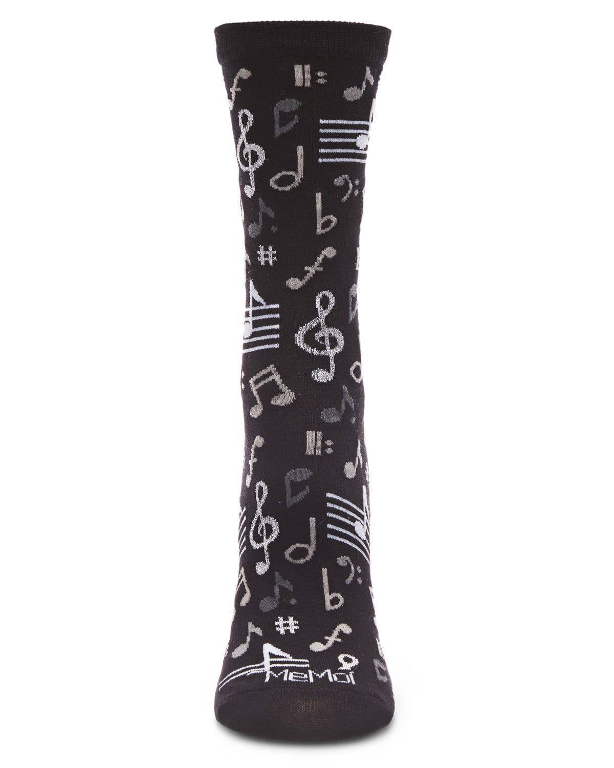 Memoi - Women's - Musical Notes Bamboo Crew Sock