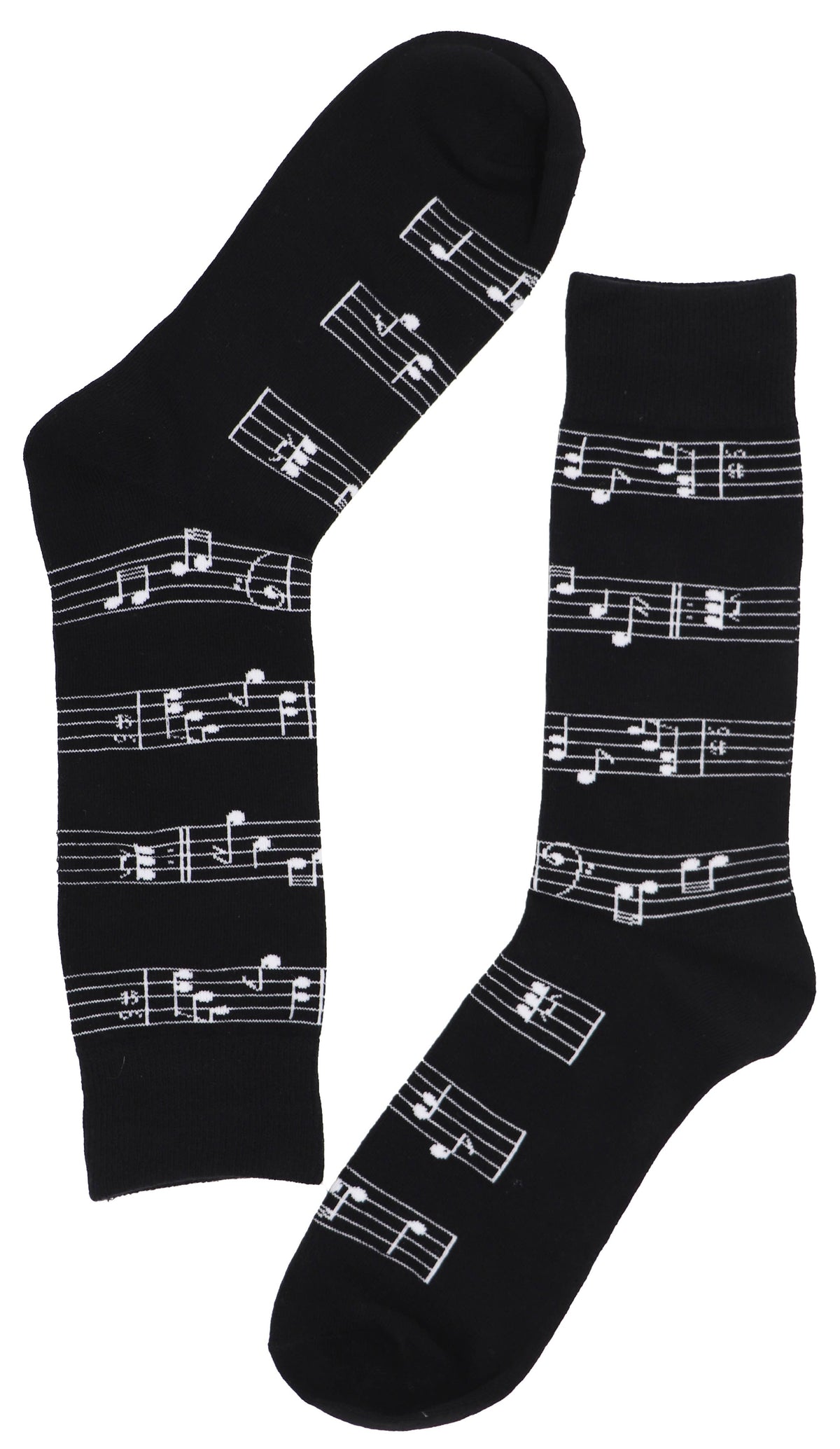 SoXcellent - Music Note Black White Unisex Crew Novelty Funny Socks - M