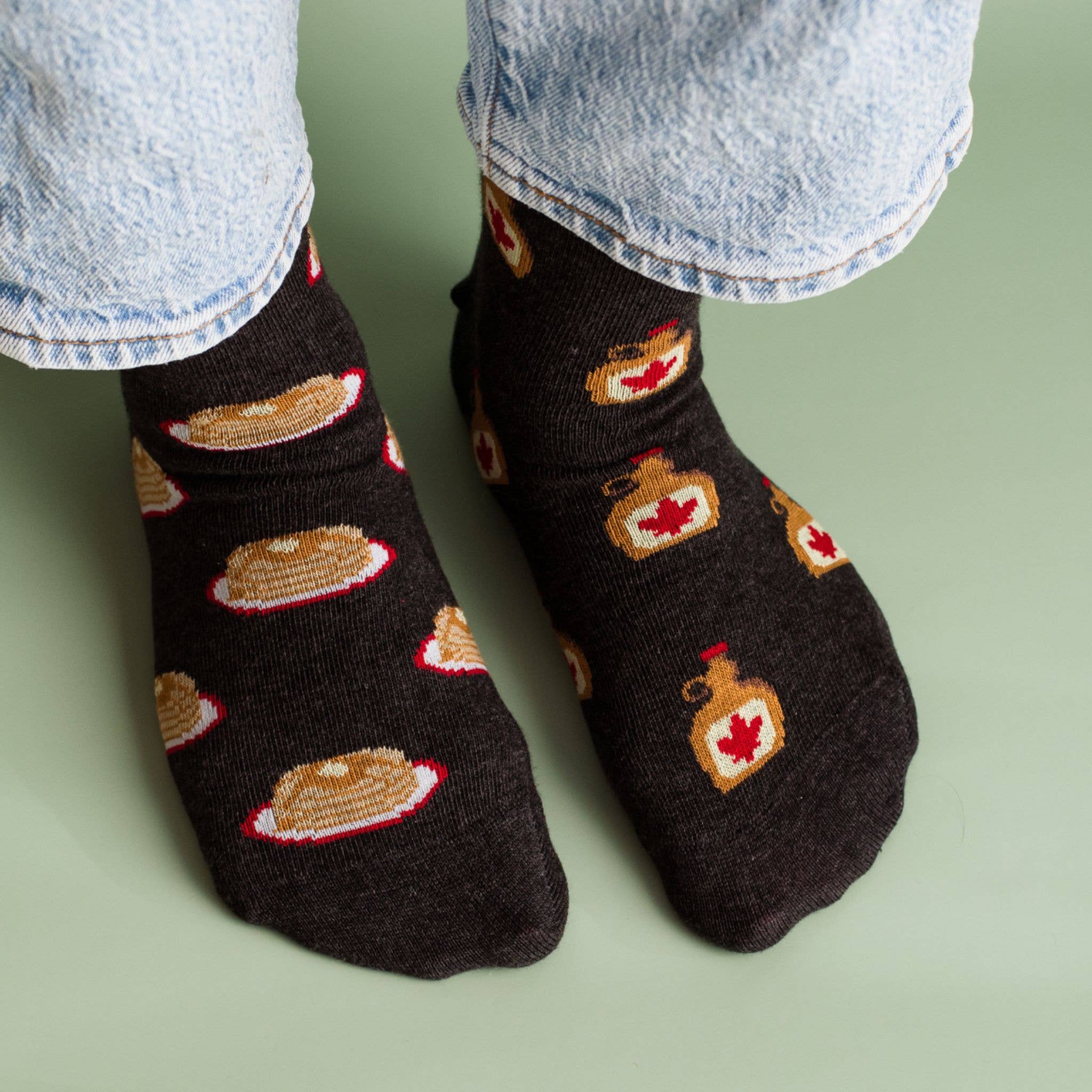 Friday Sock Co. - Women's Maple Syrup & Pancakes Crew Socks - Unique Gift