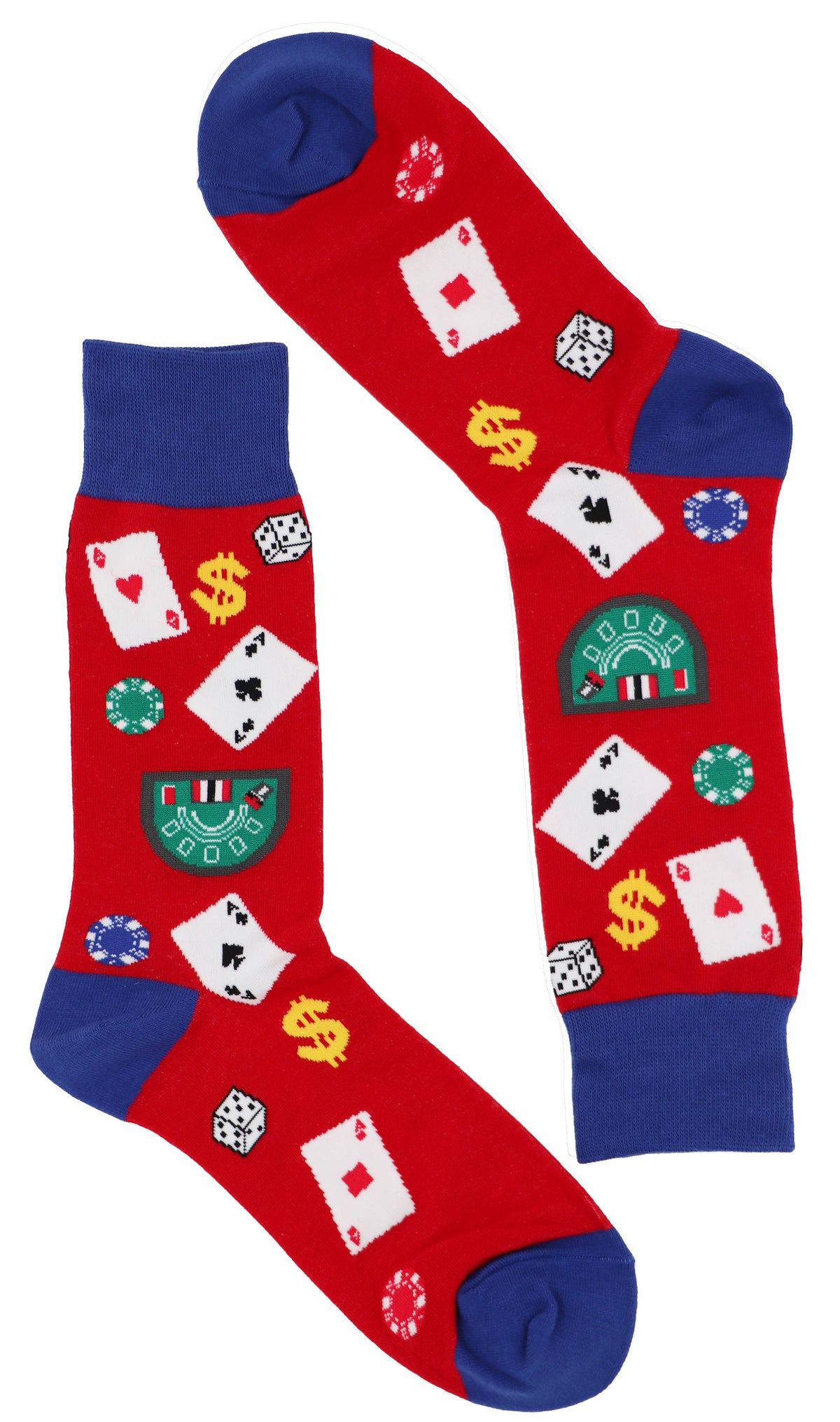 SoXcellent - Casino Play Card Dollar Dice Unisex Novelty Socks - M