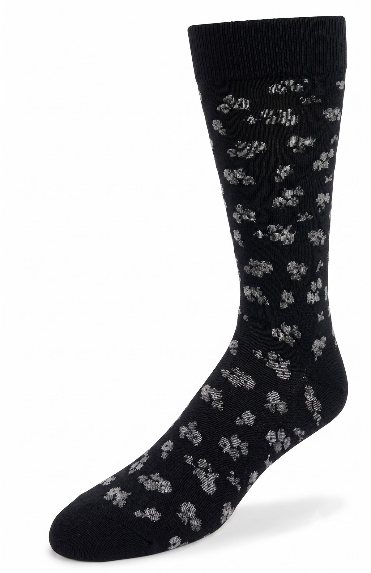 POINT ZERO - Men's Dress Socks - B&W FLORAL