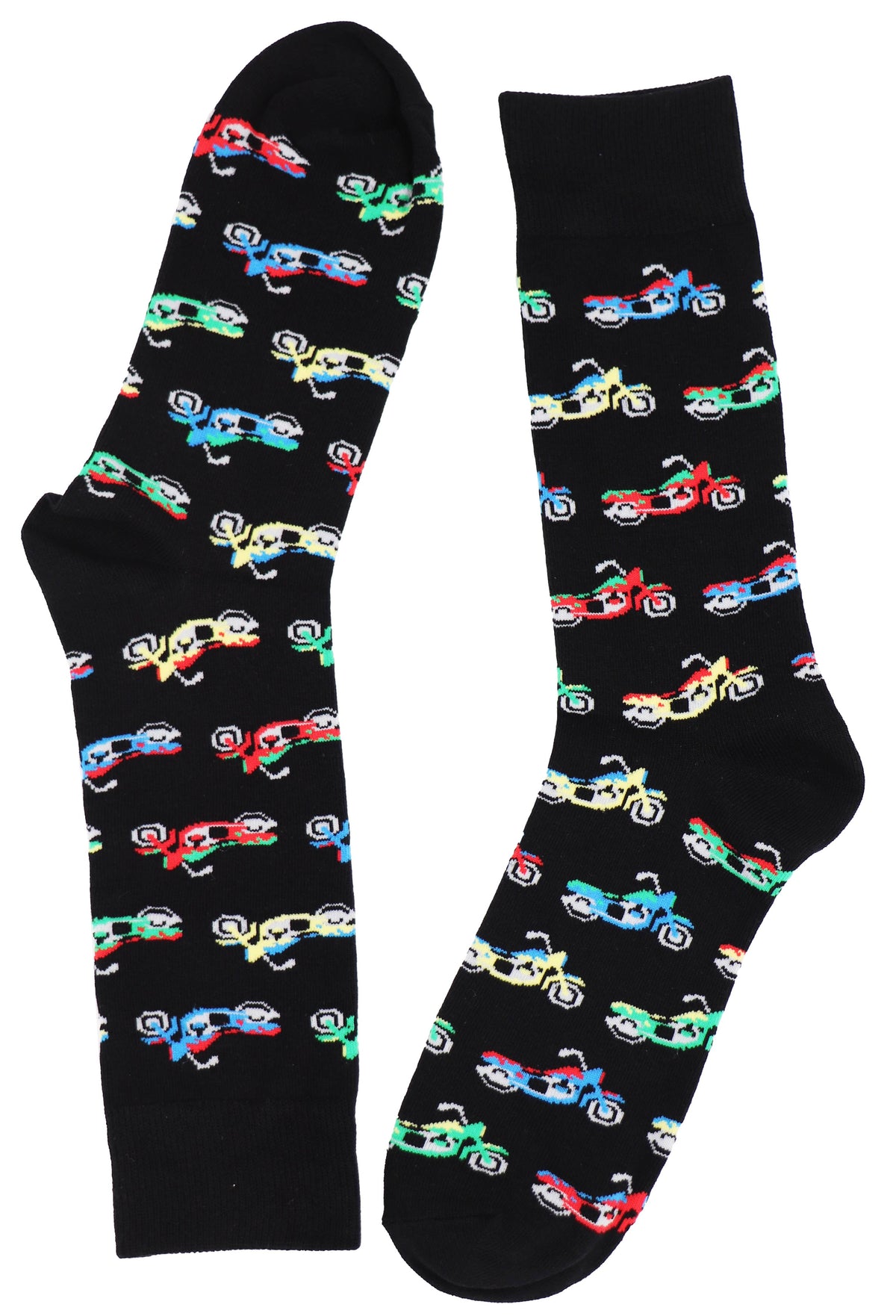 SoXcellent - Motorcycle Black Unisex Crew Novelty Socks (7-12) - M