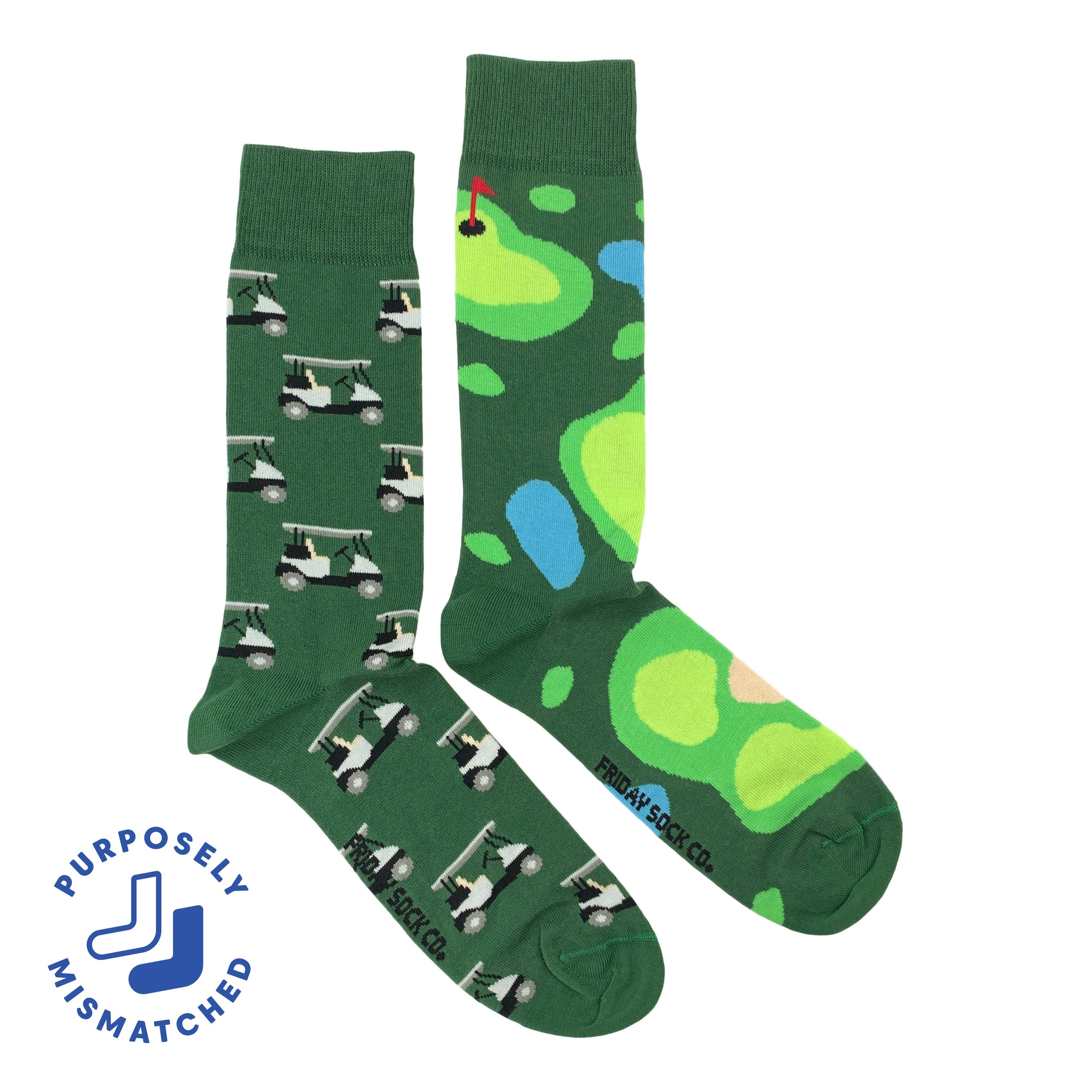 Friday Sock Co. - Men's Golf & Golf Cart Mid-Calf Socks - Unique Sports Design