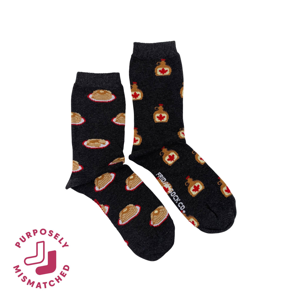 Friday Sock Co. - Women's Maple Syrup & Pancakes Crew Socks - Unique Gift